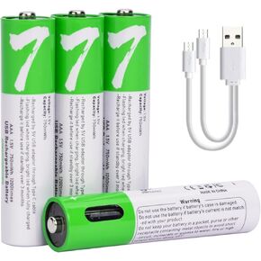 USB AAA Lithium ion Rechargeable Battery, 1.5V 750mWh Rechargeable AAA Battery, 1 H Fast Charge, 1200 Cycle with Type C Port Cable, Constant Output,8-Pack