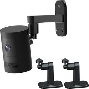 2 حزمة كاميرا أمان مثبتة على الحائط، متوافقة مع بطارية كاميرا Ring Stick Up Cam / Plug-in / بطارية كاميرا Pro / كاميرا Ring داخلية (الجيل الأول)، قابلة للتعديل 360 درجة بدون مثقاب للكاميرا الداخلية الخارجية، أسود