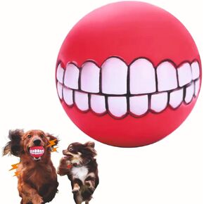 3.4" in Smile Dog Squeaky Ball, Relives Anxiety, Playing a pet, Clean Teeth Good Dental & Gum Health for Your pet, Aggressive Chewers-Large,Medium,Small Breed.