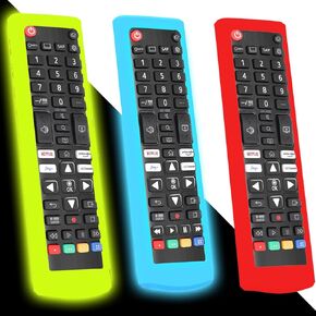 3Pack Case for LG TV Remote, Battery Cover Compatible with LG Remote Control for Smart TV AKB Series Universal TV Remote Cover Glow in The Dark Purple Blue Red