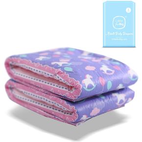 Littleforbig Printed Adult Brief Diapers 10 Pieces - Little Fantasy (Medium 28"-38")