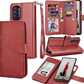 Tekcoo Wallet Case for Motorola Moto G Stylus 5G (2022) | XT2215, Luxury PU Leather ID Cash Credit Card Slots Holder Carrying Pouch Folio Flip Cover [Detachable Magnetic Hard Cases] Lanyard - Marble