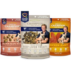 Ernie Els All Natural, Premium Dog Treats Bundle: Chicken Jerky, Freeze-Dried Beef Liver and Salmon, (Pack of 3), Nutritious for Healthy Snacking, Training and Rewards
