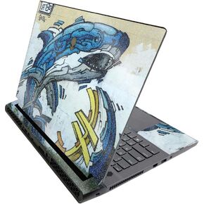 MightySkins Glossy Glitter Skin for Alienware M17 R3 (2020) & M17 R4 (2021) - Robo Shark | Durable High-Gloss Glitter Finish | Easy to Apply and Change Style | Made in The USA