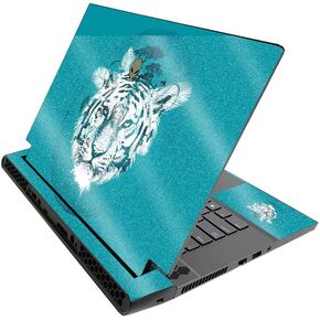 MightySkins Glossy Glitter Skin for Alienware M15 R3 (2020) & M15 R4 (2021) - White Tiger | Durable High-Gloss Glitter Finish | Easy to Apply and Change Style | Made in The USA