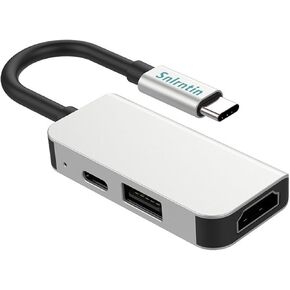 USB C Hub to HDMI Multiport Adapter, 3-in-1 USB C Adapter with 4K HDMI, USB 3.0, 100W PD Ports for MacBook Pro, iMac, iPad Air, Chromebook, iPhone 15 Pro, PC, etc
