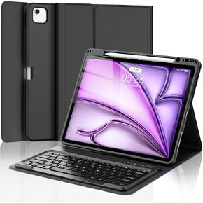 D DINGRICH Keyboard Case for iPad Air 13 inch (M2) 2024, Smart Folio Cover with Pencil Holder, Rechargeable, Magnetic Wireless Keyboard for iPad Air 13", Only Compatible with Model A2898/A2899/A2900