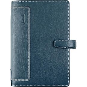 Filofax Holborn Organizer, Personal Size, Blue - Full-Grain Buffalo Leather, Six Rings, Cotton Cream Week-to-View Calendar Diary, Multilingual, 2025 (C025608-25)