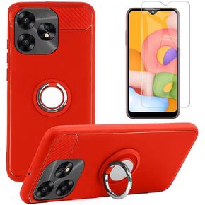 NUU A25 Case and Tempered Glass Screen Protector, [Magnetic Car Mount] TPU Cover Case and Screen Protector Compattible with NUU A25 (Red)
