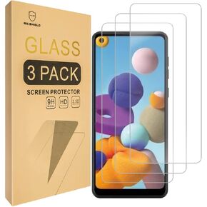 Mr.Shield [3-Pack] Designed For Samsung Galaxy A21 [Upgrade Maximum Cover Screen Version] [Tempered Glass] [Japan Glass with 9H Hardness] Screen Protector with Lifetime Replacement