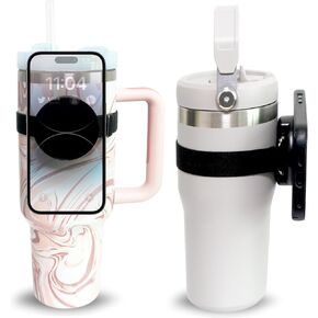 GRIPONG MagSafe Compatible Phone Holder Strap for Water Bottle with Metal Ring for iPhone & Android Devices, Yeti, Stanley, and Hydro Flask Cup Tumbler Mount Accessory with 2 Straps