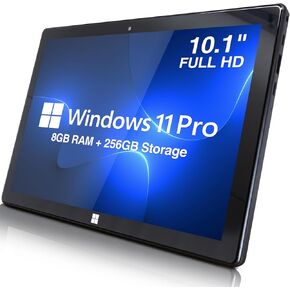 Fusion5 10.1" Windows 11 Professional Tablet PC - Ultra Slim Full HD Tablet Computer - 8GB RAM, 256GB M.2 SSD, 10 Inch Display, 5G WiFi, Intel Quad-Core CPU, USB 3.0, Micro HDMI, Dual Cameras