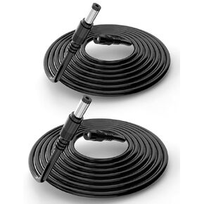 LONNKY 2 Pack 17FT 5M DC Power Extension Cable, 5.5mm x 2.1mm Male to Female Extension Power Cord for CCTV Camera IP WiFi Camera DVR LED Strip, DC Power Supply Adapter Extender Cable (2 Pack, Black)