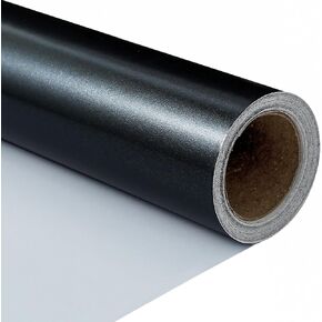 CAMKUZON Black Wrapping Paper for Christmas, Birthday, Wedding, Holiday, All Occasion - Solid Color Pearly Black Gift Wrap Paper Roll, 17.4 Inch