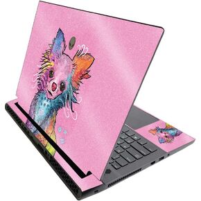 MightySkins Glossy Glitter Skin for Alienware M17 R3 (2020) & M17 R4 (2021) - Chihuahua Rainbow | Durable High-Gloss Glitter Finish | Easy to Apply and Change Style | Made in The USA