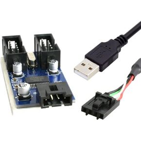 cablecc USB 2.0 9Pin 10Pin Mainboard Header Male to Single USB 3.1 Front Panel Socket Key-A Type-E Extension Cable 0.15M in Kuwait