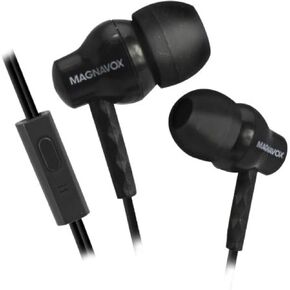Magnavox MHP4851-BK Ear Buds with Microphone in Black | Available in Pink, Black, & White | Ear Buds Wired with Microphone | Extra Value Comfort Stereo Earbuds Wired | Durable Rubberized Cable |