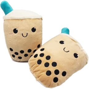 Lily Anne Boutique Boba Milk Tea Dog Toy with Squeakers - Stuffed Boba Bubble Tea Plush - Squeaky Soft Fluffy Plush Boba Dog Toy for Awesome Pets (Single)