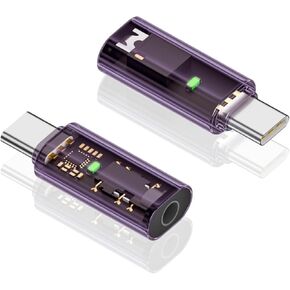 Duttek USB Type C to 3.5mm Female Headphone Jack Adapter 2 Pack, USB C to Aux Audio Extension Connector for iPhone 15 Pro Max Plus,Samsung Galaxy S24 S23 and Type C to Jack Dongle Adapter Transparent