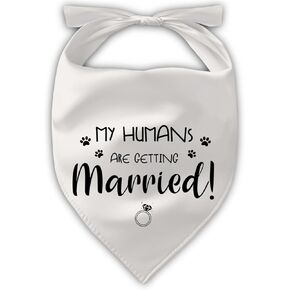 1 PCS Dog Wedding Bandanas, Beige My Human are Getting Married Reversible Dog Bandana, Marriage Dog Bandana, Scraf for Medium, Large Dogs Costume Accessories