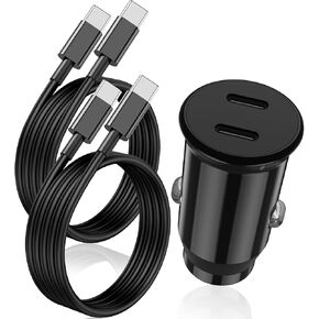USB C Car Charger Fast Charging, Dual Port PD iPhone Fast Car Charger USB C Cigarette Lighter Adapter and Type C to C Cable Cord for Apple iPhone 16 Pro Max/16/15 Pro/15 Plus/15/iPad/Samsung Galaxy