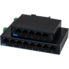 100M 5 Ports Ethernet Network Switch DC or Terminal Power Supply Plug and Play Supports Auto MDI/MDIX DIN Rail Installation and Desktop Placement Iron Casing USR-SF1005