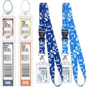 Cruise Luggage Tag Holders, 8 Pack Zip Seal Clear Cruise Luggage Tag Holder with Steel Loops Fits for Dream, Fantasy, Magic, Wonder, Wish & Treasure (8 Pcs with 7 Colors)