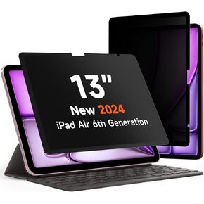 Upgrade 360° Privacy Screen Protector for Apple iPad Air 13 inch 2024 M2/ iPad Air 6th Generation, Magicsuction 4-Way Anti Spy Glare Blue Light Filter (Landscape+Portrait Privacy)