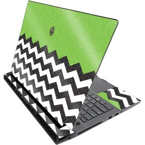 MightySkins Glossy Glitter Skin for Alienware M17 R3 (2020) & M17 R4 (2021) - Lime Chevron | Durable High-Gloss Glitter Finish | Easy to Apply and Change Style | Made in The USA