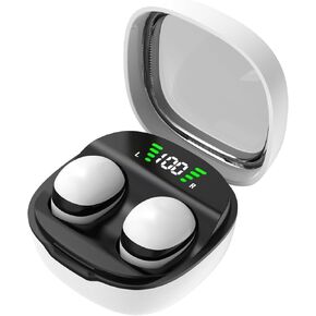 Sleep Wireless Headphones, Invisible Sleep Earbuds, Invisible Sleep Earbuds for Side Sleepers, Bluetooth 5.3 Miniature in-Ear Headphones, Comfort Noise Cancellation for Sleep and Work, White