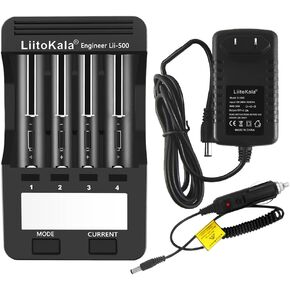 18650 Battery Charger,MIEKLALE Smart Universal Charger LCD Display Quick Charge Included Adapter and Car Power Cords for Li-ion(IMR/ICR) Ni-MH/Cd AA AAA 18650 21700 26650 18350 14500 RCR123