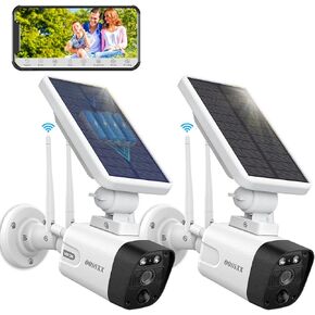 OOSSXX Solar Battery Security Camera Outdoor Wireless Solar Powered Wireless Cameras with Rechargeable Battery, WiFi Home Video Surveillance Cam