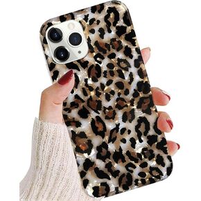 J.west Compatible with iPhone 11 Pro Max Case 6.5" Leopard for Women Girls,Cute Sparkle Translucent Clear Stylish Cheetah Pattern Design Slim Soft TPU Silicone Protective Phone Case Cover Bling