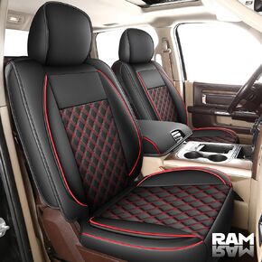 Car Seat Covers for RAM,Luxury Leather Car Seat Cover,Custom Fit for 2002-2024 1500 2500 3500, Compatible with Crew Quad Regular Mega Cab, with Car Seat Cushion(Style3,Black)