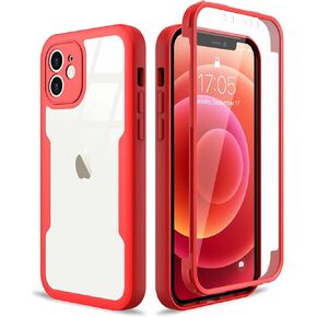 Compatible with iPhone 12 Case Full Body Clear Design with Built-in Screen Protector Shockproof Anti-Scratch Rugged Phone Case 360 Protective Cover for iPhone 12 6.1 inch, Black
