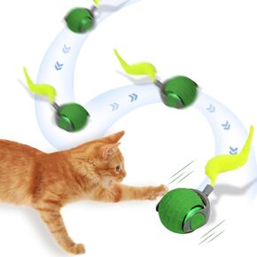 Interactive Cat Toy Balls, Motion Activated Rolling Ball with Type C Cord and Tail, Automatic Toy Balls for Cats and Dogs (Reddish Orange)