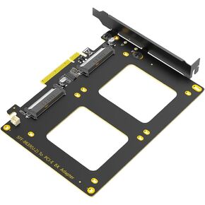 Mustpoint Upgrade Version Dual U.2 SSD to PCIe 4.0 X8 Adapter, Support 2 x U.2 SSD or Soft Raid, Without PCI-e Splitter Function (PCIe Bifurcation Motherboard is Required)