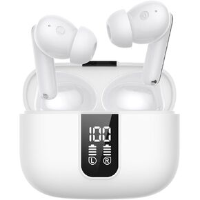 Bluetooth Earbuds Headphones Headsets True Wireless Earbuds LED Power Display 60H Playback IPX5 Waterproof in-Ear Earbuds with Mic for Smart Phone Laptop Computer Sports