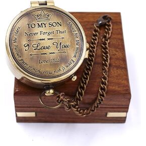 to My Son I Loved You, Camping Compass Engraved with Gift Compass - Always Have Always Will. Birthday, Graduation Day, Confirmation Gift, Valentine Gift, Parting Gift, Sailor Gift
