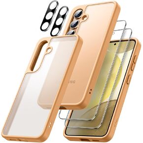 JETech 5 in 1 Matte Case for Samsung Galaxy S24+ / S24 Plus 5G with 2-Pack Screen Protector and Camera Lens Protector, Translucent Back Protective Phone Cover, Tempered Glass Film (Black)