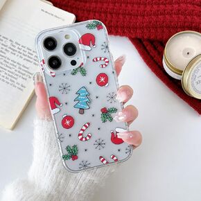 RALEAVO for iPhone 14 Pro Christmas Case Clear Transparent Cute Winter Holiday Case for Women Girls Kids Slim TPU Silicone Shockproof Protective Phone Case for iPhone 14 Pro,White Snowflakes