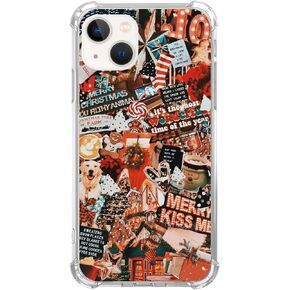 Winter Christmas Holiday Collage Case for iphone 13, Retro Aesthetic Christmas Gingerbread and Tree Pattern Case for Girls Women Men, Unique Trendy TPU Bumper Cover Case for iphone 13 in Saudi Arabia