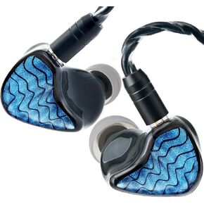 Celest BlueWyvern in Ear Monitor,Professional Audio Earphones Clear Sound Wired Earbuds,10mm LCP Driver IEM With Hand-Drawn Panel,3.5mm jack Headphones 2 Pin Detachable Cable for Musicians,Singer,DJ