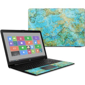 MightySkins Glossy Glitter Skin for HP 17t Laptop 17.3" (2017) - Teal Marble | Protective, Durable High-Gloss Glitter Finish | Easy to Apply, Remove, and Change Styles | Made in The USA