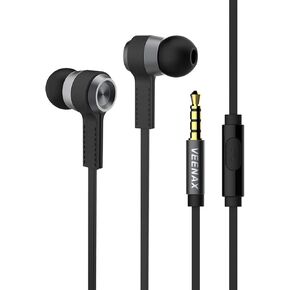 M2 Wired Earbuds Stereo Earphones with Ultra Bass, in-Ear Headphones with Microphone, Durable Tangle Free Cord, Noise Isolating Headset for Phone Computer Laptop Tablet MP3, 3.5mm Jack, Black