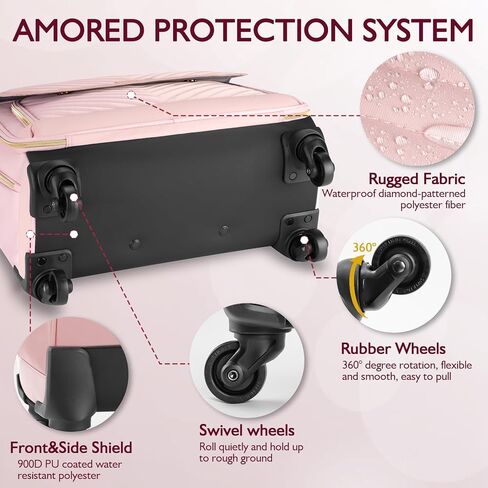 حقيبة دوارة للنساء مع 4 عجلات دوارة ومقبض تلسكوبي قابل للتمديد، حقيبة كمبيوتر محمول بعجلات، حقيبة كمبيوتر دوارة للعمل والسفر وحمل الأمتعة، تصميم صديق لإدارة أمن المواصلات الأمريكية، بيج in Kuwait