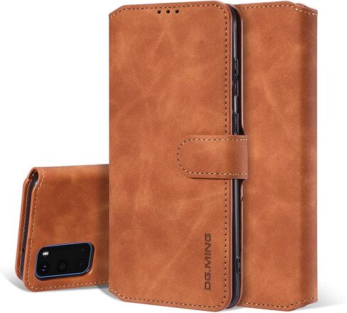 UEEBAI PU Leather Case for Samsung Galaxy S20 Ultra, Vintage Retro Premium Wallet Flip Cover TPU Inner Shell [Card Slots] [Magnetic Closure] Stand Function Folio Shockproof Full Protection - Grey in Kuwait