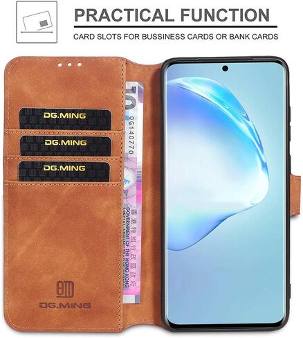 UEEBAI PU Leather Case for Samsung Galaxy S20 Ultra, Vintage Retro Premium Wallet Flip Cover TPU Inner Shell [Card Slots] [Magnetic Closure] Stand Function Folio Shockproof Full Protection - Grey in Kuwait