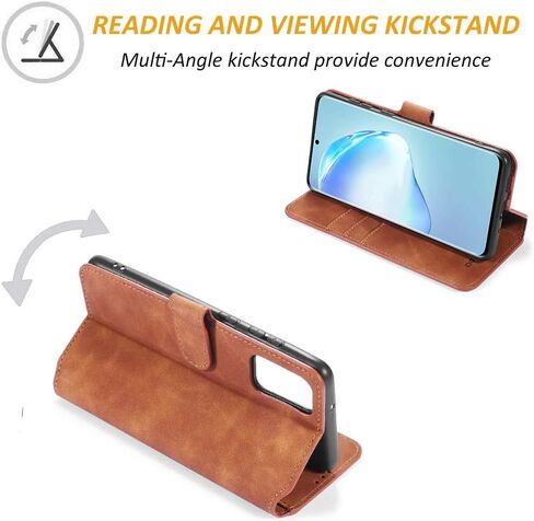 UEEBAI PU Leather Case for Samsung Galaxy S20 Ultra, Vintage Retro Premium Wallet Flip Cover TPU Inner Shell [Card Slots] [Magnetic Closure] Stand Function Folio Shockproof Full Protection - Grey in Kuwait