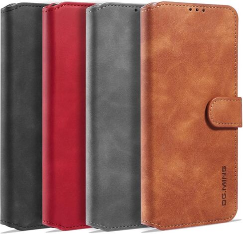 UEEBAI PU Leather Case for Samsung Galaxy S20 Ultra, Vintage Retro Premium Wallet Flip Cover TPU Inner Shell [Card Slots] [Magnetic Closure] Stand Function Folio Shockproof Full Protection - Grey in Kuwait